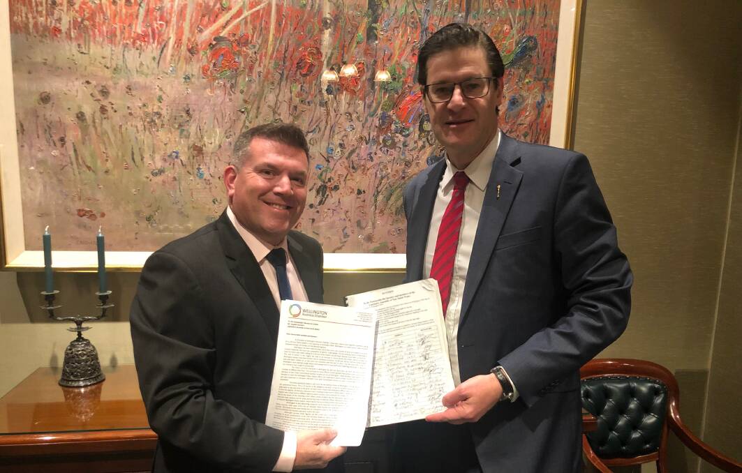 Gaining momentum: Dubbo MP Dugald Saunders presented the 24-hour police petition to the Speaker of the Parliament of NSW, Jonathon O'Dea last week. Photo: Supplied.