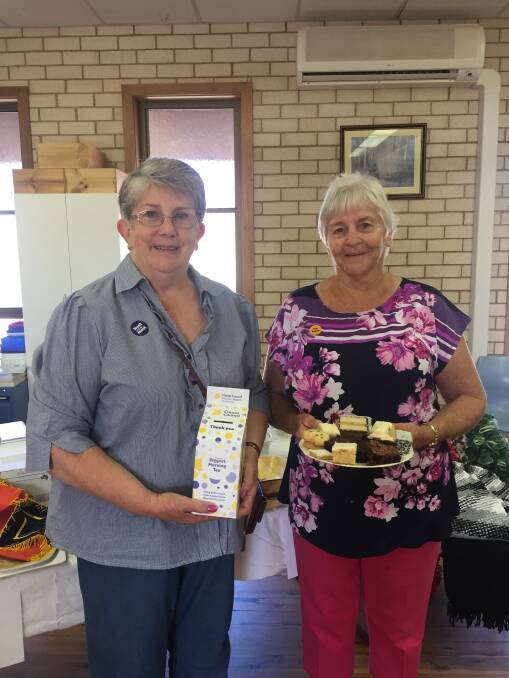 Generous: Diane Neville and Dawn Hough at the Uniting Church's Australia's Biggest Morning Tea fundraiser. Photo: Taylor Jurd.