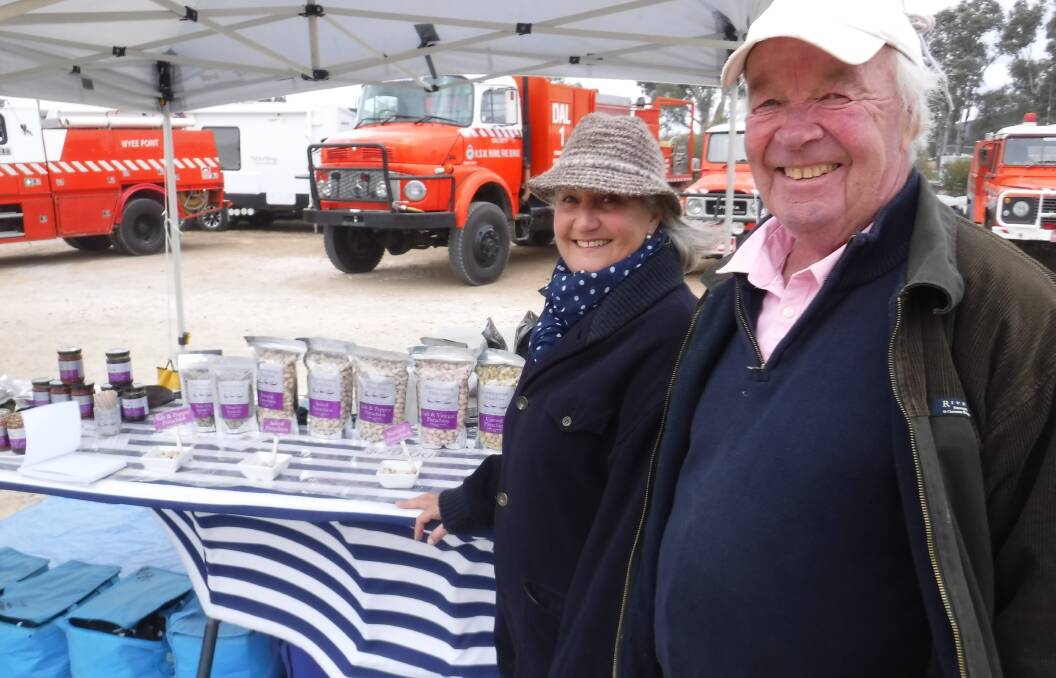 Diana and Richard Barton, 'Murrungundy', Elong Elong, with some of their produce at the Mudgee Small Farm Field Days. 