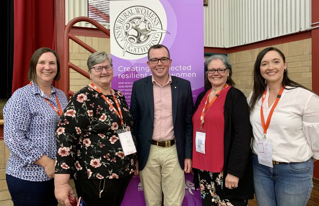 2020 Rural Women Gathering committee members Catriona McCauliffe, Di Gill, Caron Chester and Marg Appleby with Agriculture Minister Adam Marshall. Photo: Supplied.