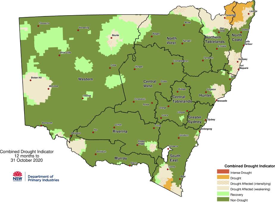The good news seasonal map for NSW for October.