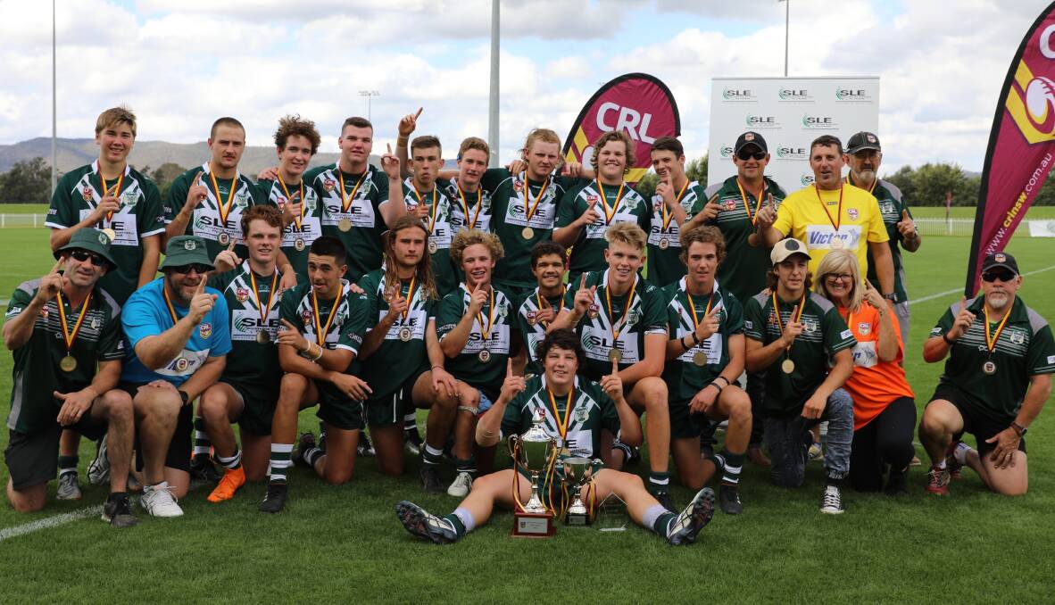 TOP HONOURS: Noah Griffiths and Rylee Blackhall (front row, third and fourth from left) after leading Western to Johns Cup glory last year. Photo: SIMONE KURTZ