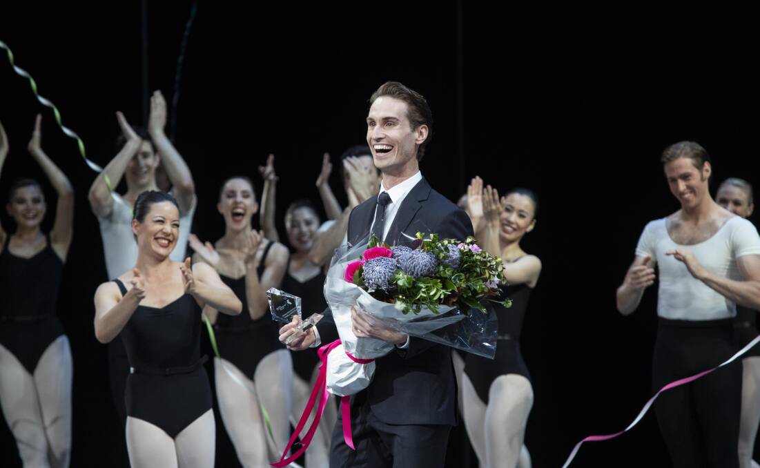 Nathan Brook wins the Telstra Ballet Dancer awards. Picture: Lisa Tomasetti