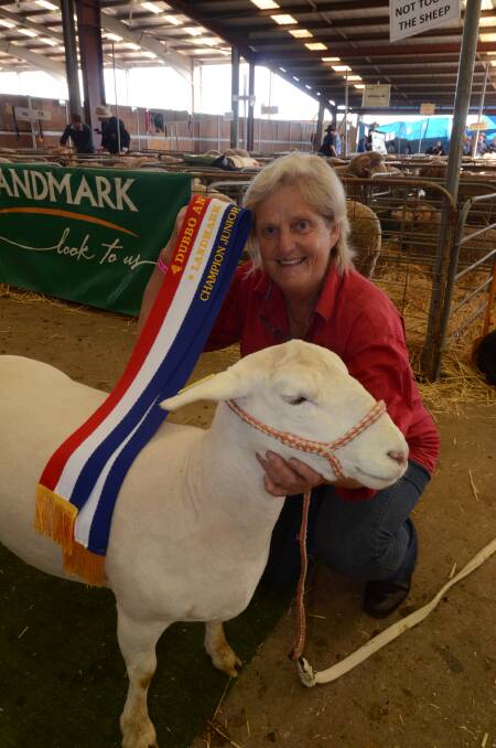 Frith Peters with her champion ewe