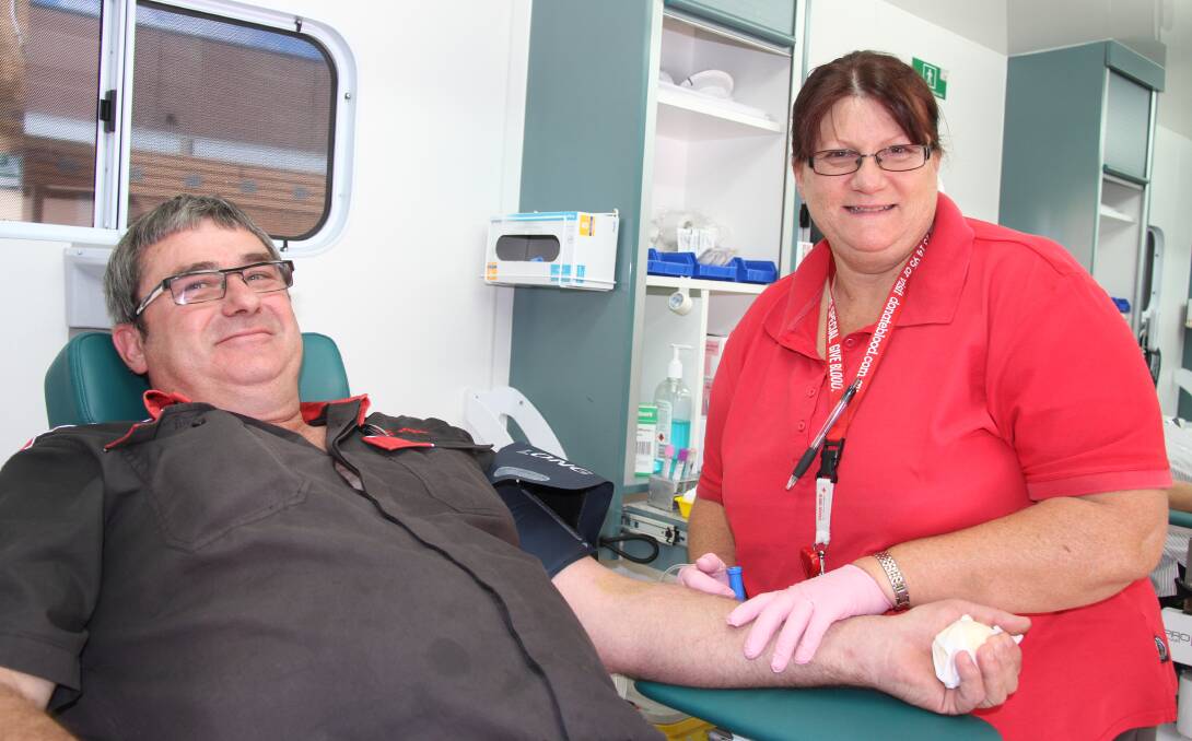 Mark Brien and Deborah Housler at the Mobile Blood Service