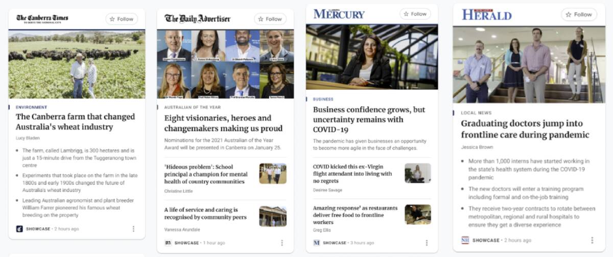 Australian media company ACM will extend Google News Showcase to all 14 of its daily newspapers, which serve Canberra and key regional population centres.