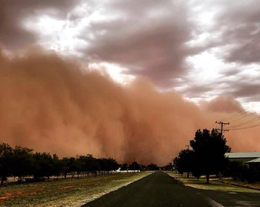 DUST STORMS: Ongoing drought conditions will bring more of these weather events, like the one on December 31 to the region. Photo: NELL MCGEE